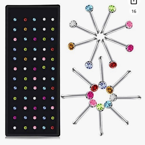 316 L surgical, steel nose, stud set of 60, new in case assorted colors - Picture 13 of 13